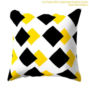 Open image in slideshow, Frigg Yellow Black Geometric Pattern Square Cushion
